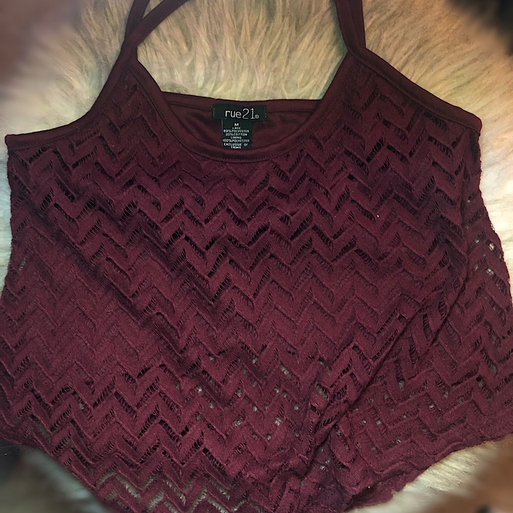 Laced maroon crop top